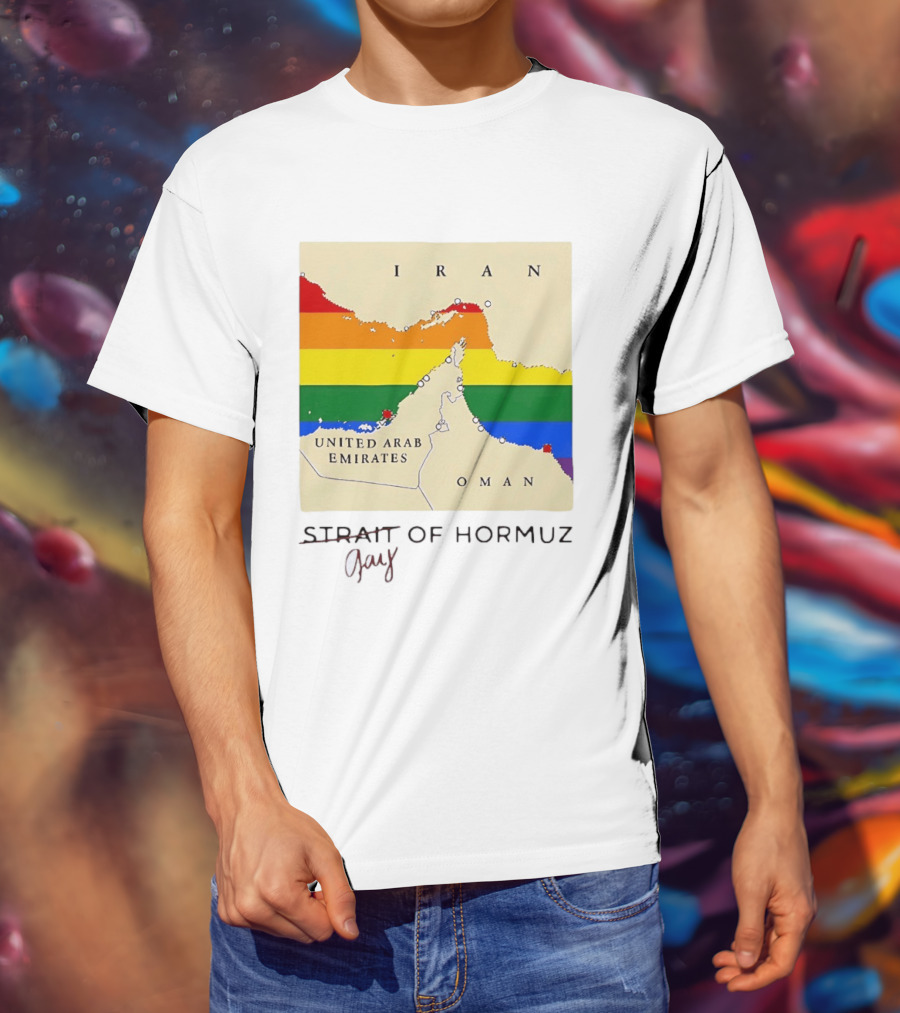 Strait Of Hormuz Map Pride Rainbow Gay Wordplay Pun T-Shirt
