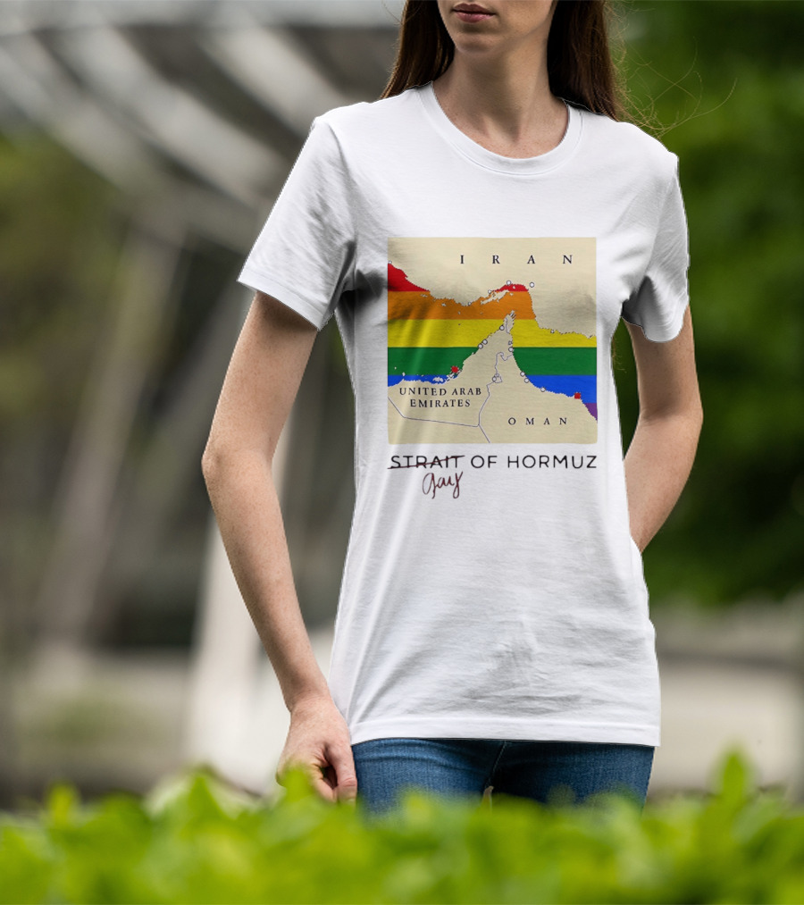 Strait Of Hormuz Map Pride Rainbow Gay Wordplay Pun T-Shirt