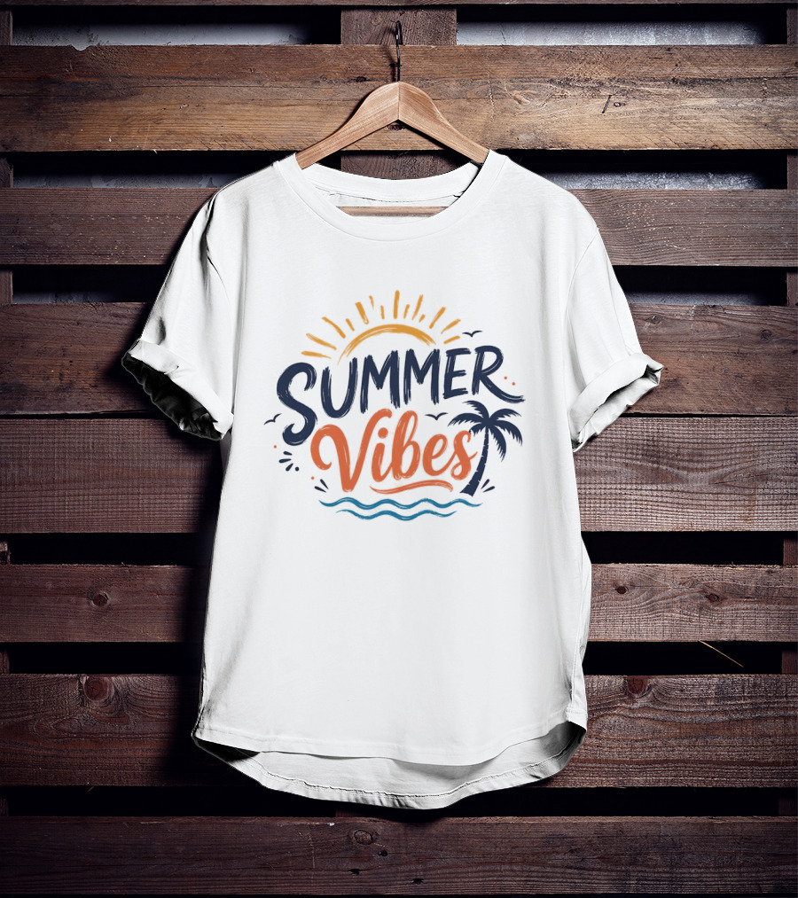 Summer Vibes Sun Palm Beach Waves T-Shirt