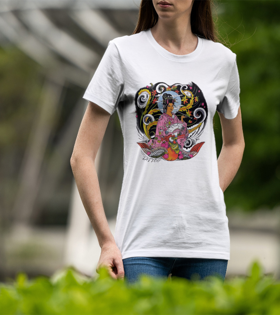 Geisha Tattoo Japanese Traditional Phoenix Kimono T-Shirt