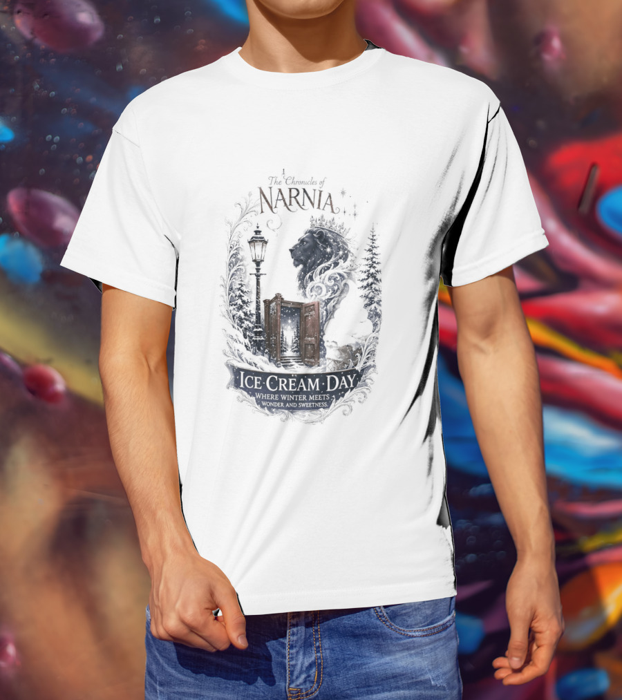 Narnia Ice Cream Day Winter Meets Wonder Aslan Wardrobe T-Shirt