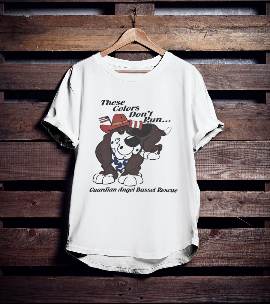 These Colors Don't Run Guardian Angel Basset Rescue Patriotic Dog Breed Cowboy Hat And Bandana T-Shirt