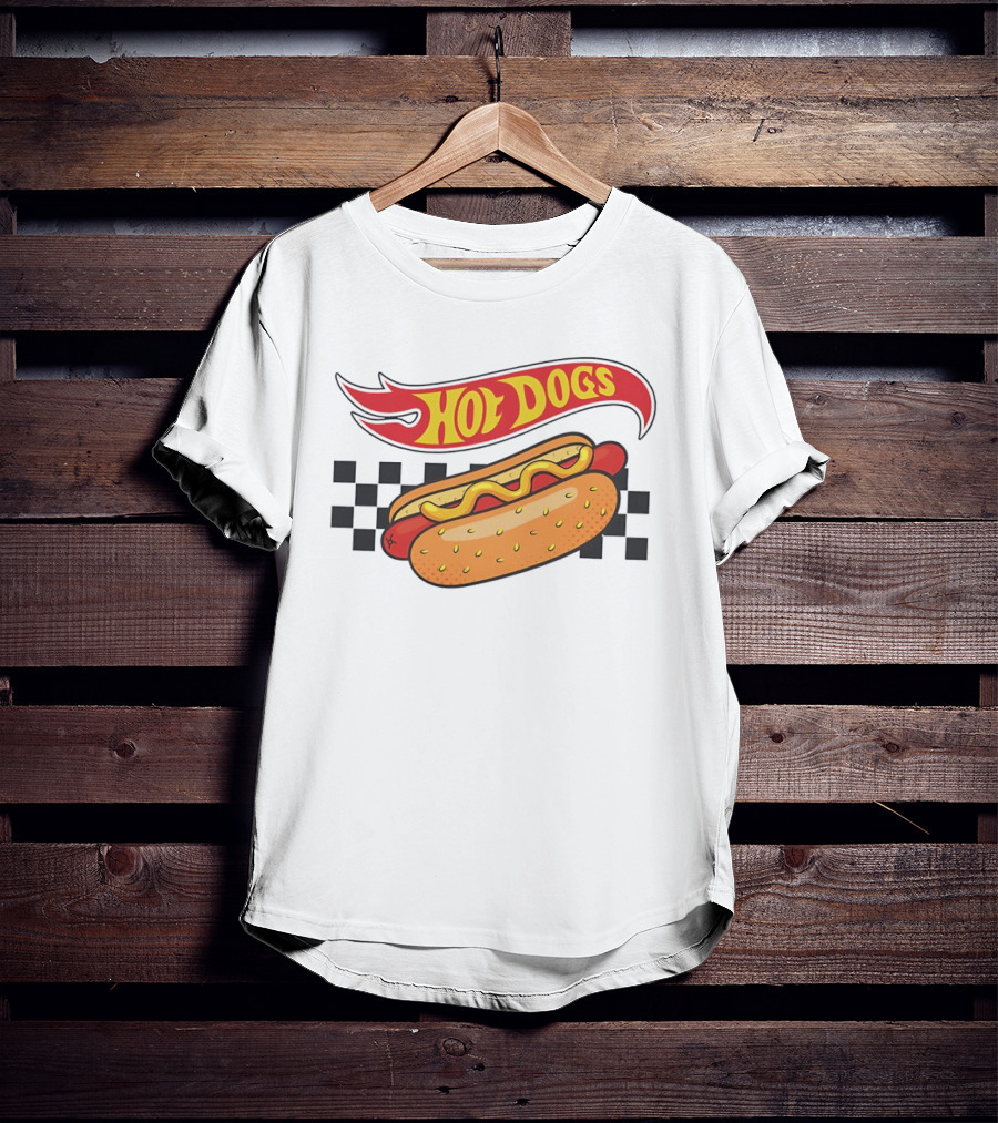 Hot Dogs Checkerboard Flame And Bun T-Shirt