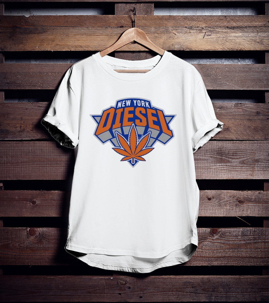 New York Diesel Cannabis Knicks Weed Leaf Basketball T-Shirt