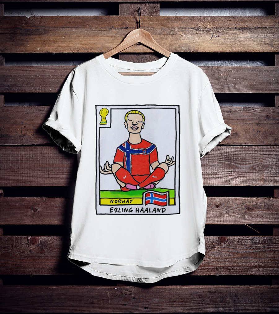 Erling Haaland Norway Soccer Meditation Cartoon Norway Flag T-Shirt