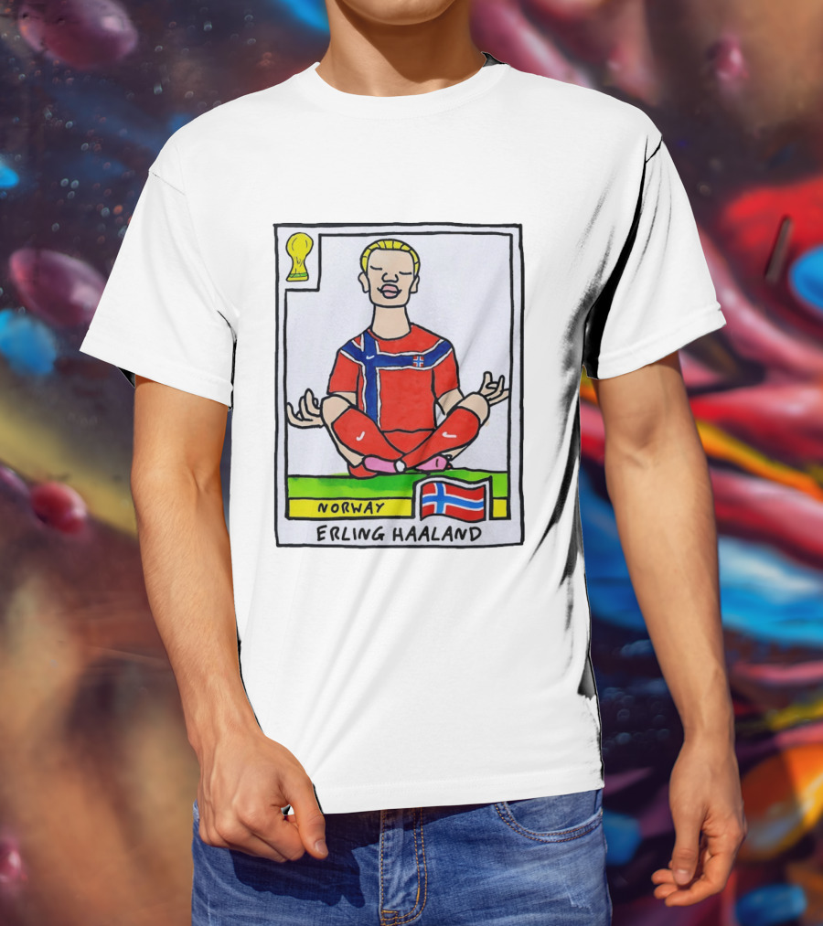 Erling Haaland Norway Soccer Meditation Cartoon Norway Flag T-Shirt