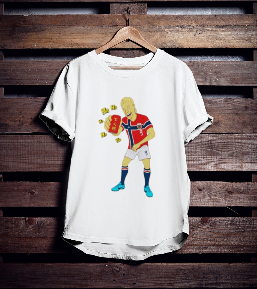 Erling Haaland Norway No 9 Laughing Cartoon Style Bootleg T-Shirt