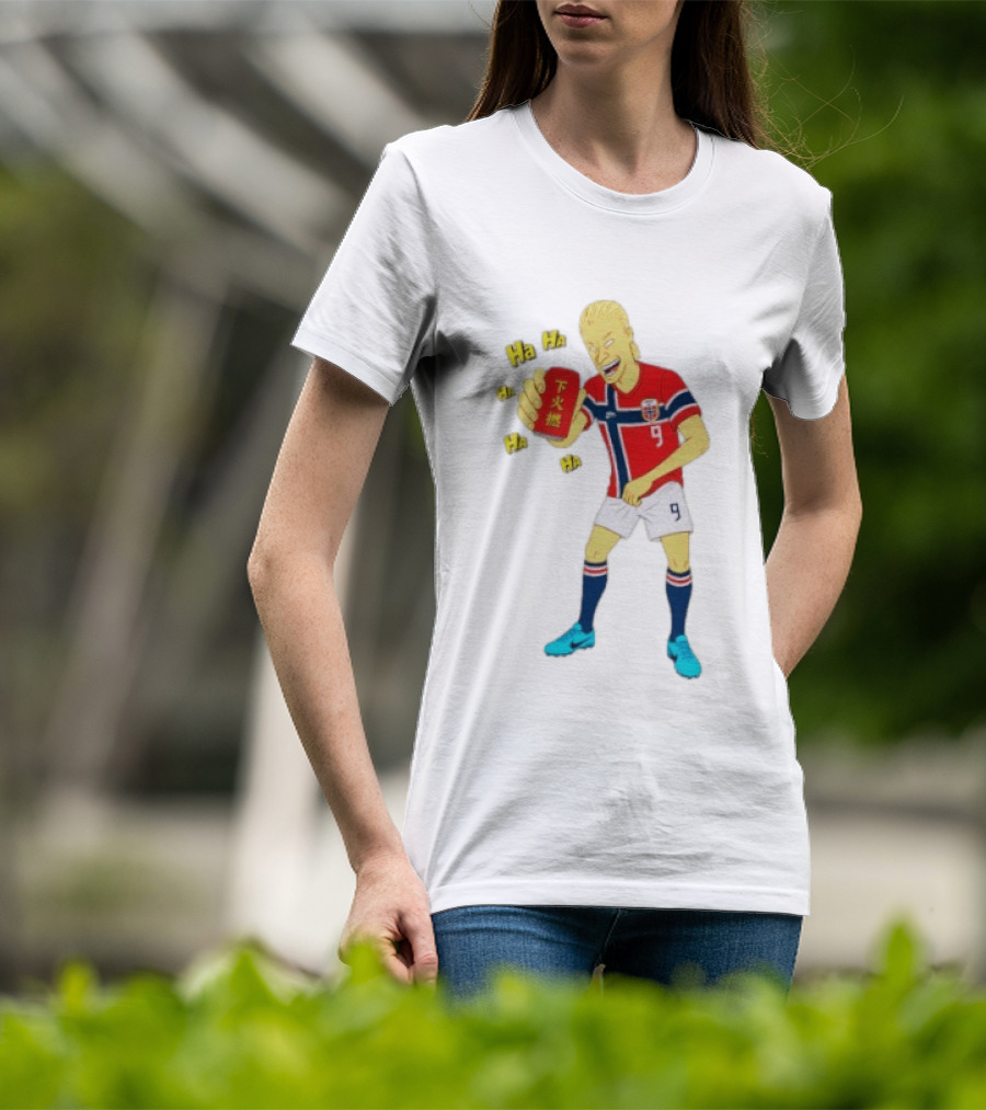 Erling Haaland Norway No 9 Laughing Cartoon Style Bootleg T-Shirt
