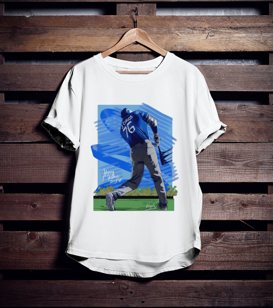 Carlos 76 Happy Fathers Day Baseball Player Sports T-Shirt