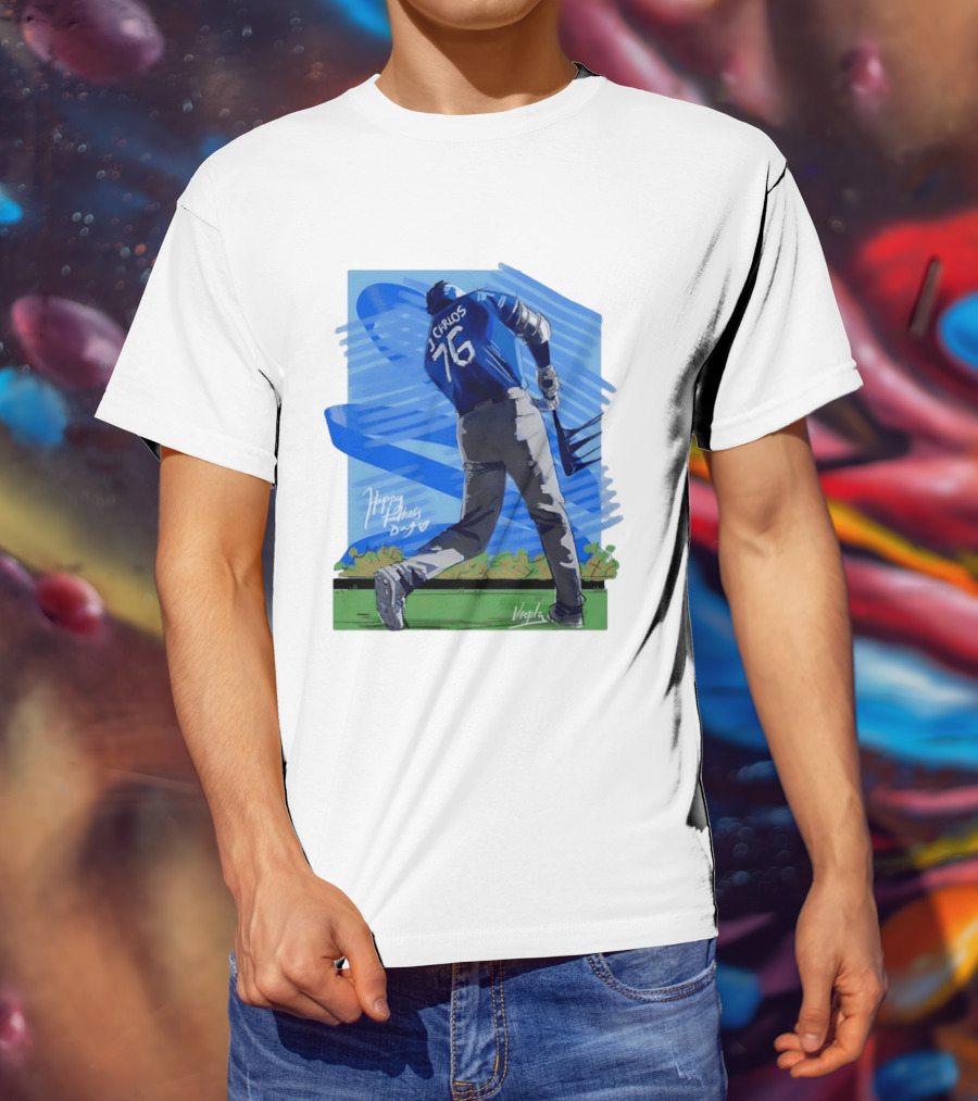 Carlos 76 Happy Fathers Day Baseball Player Sports T-Shirt