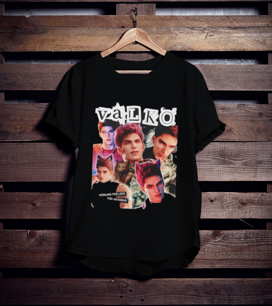 Valko Howling For Love For An Enemy Collage Wild Wolf Aesthetic T-Shirt
