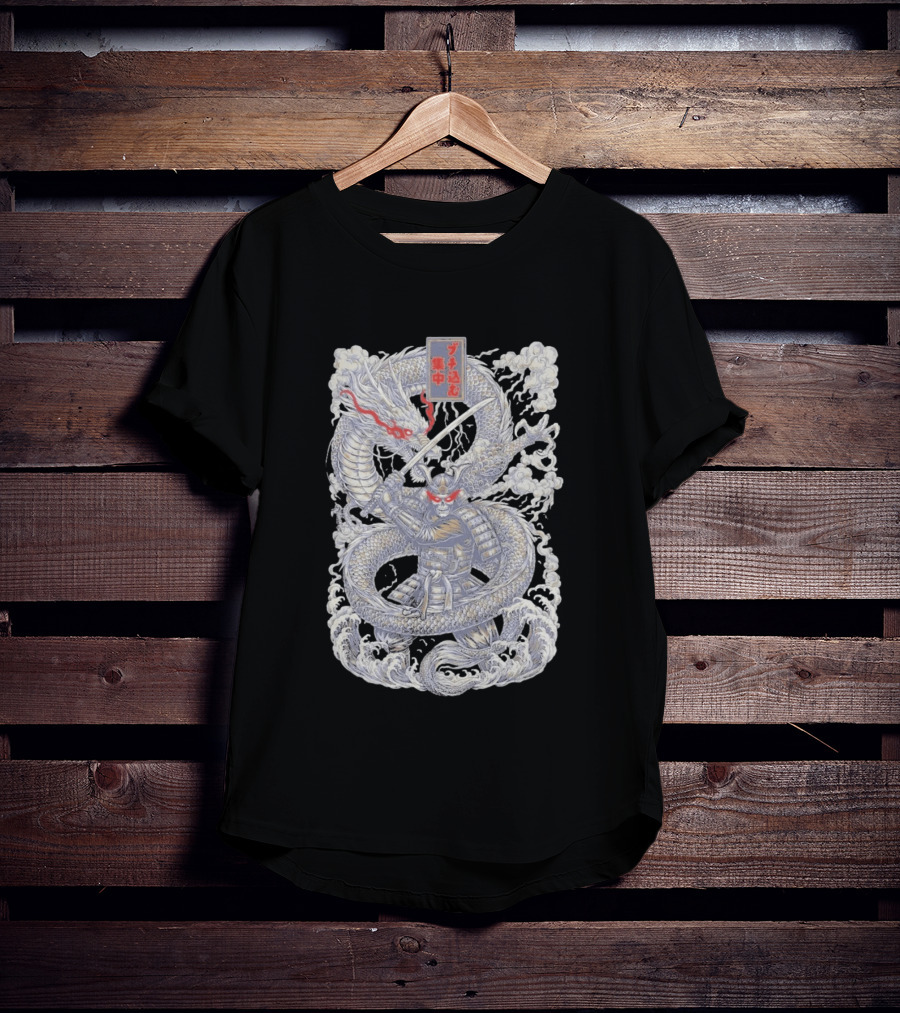 Zero Foxtrot Focused Fury Samurai Dragon Japanese Kanji T-Shirt
