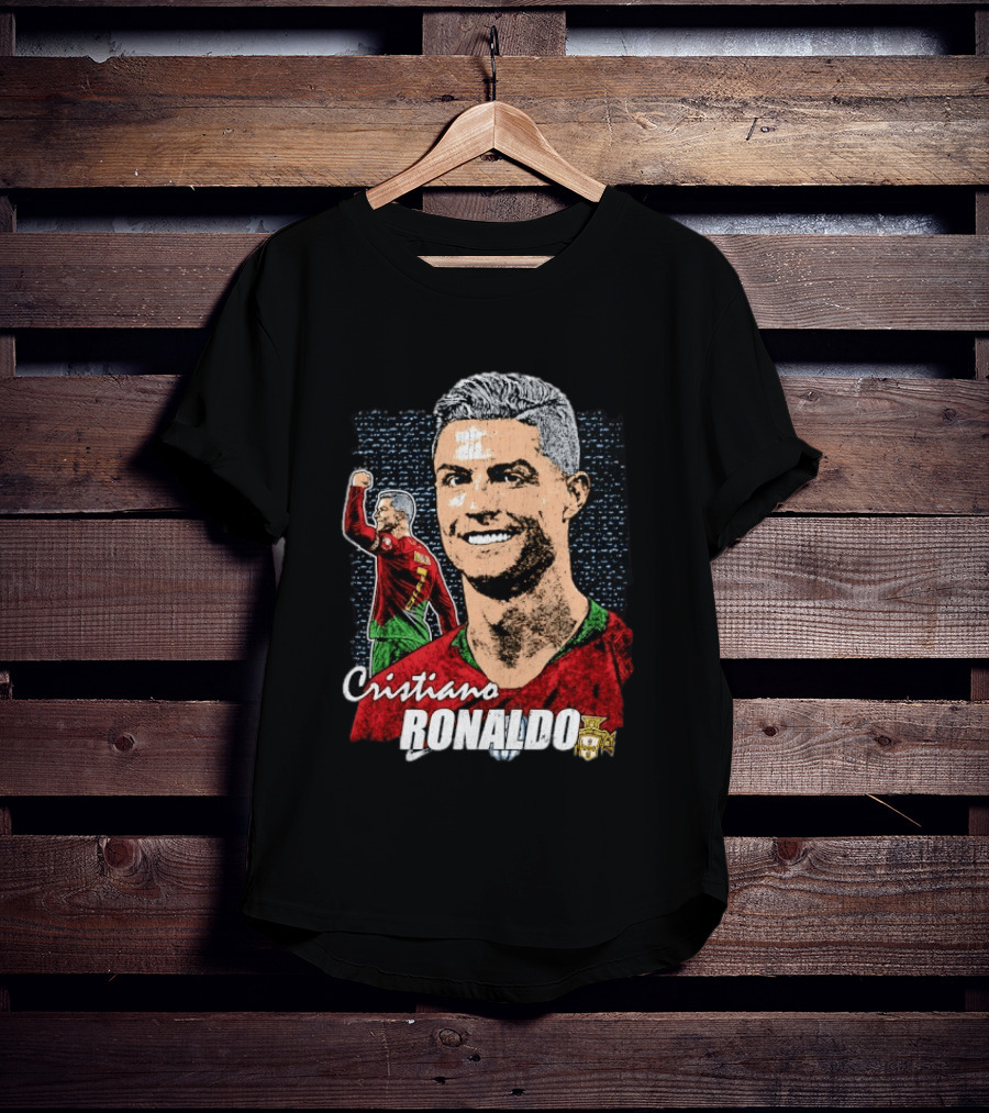 Cristiano Ronaldo Portugal National Team Football Icon With Number 7 And Crest T-Shirt