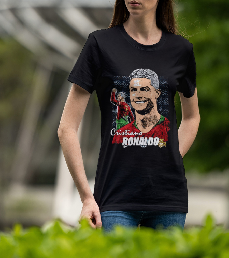 Cristiano Ronaldo Portugal National Team Football Icon With Number 7 And Crest T-Shirt