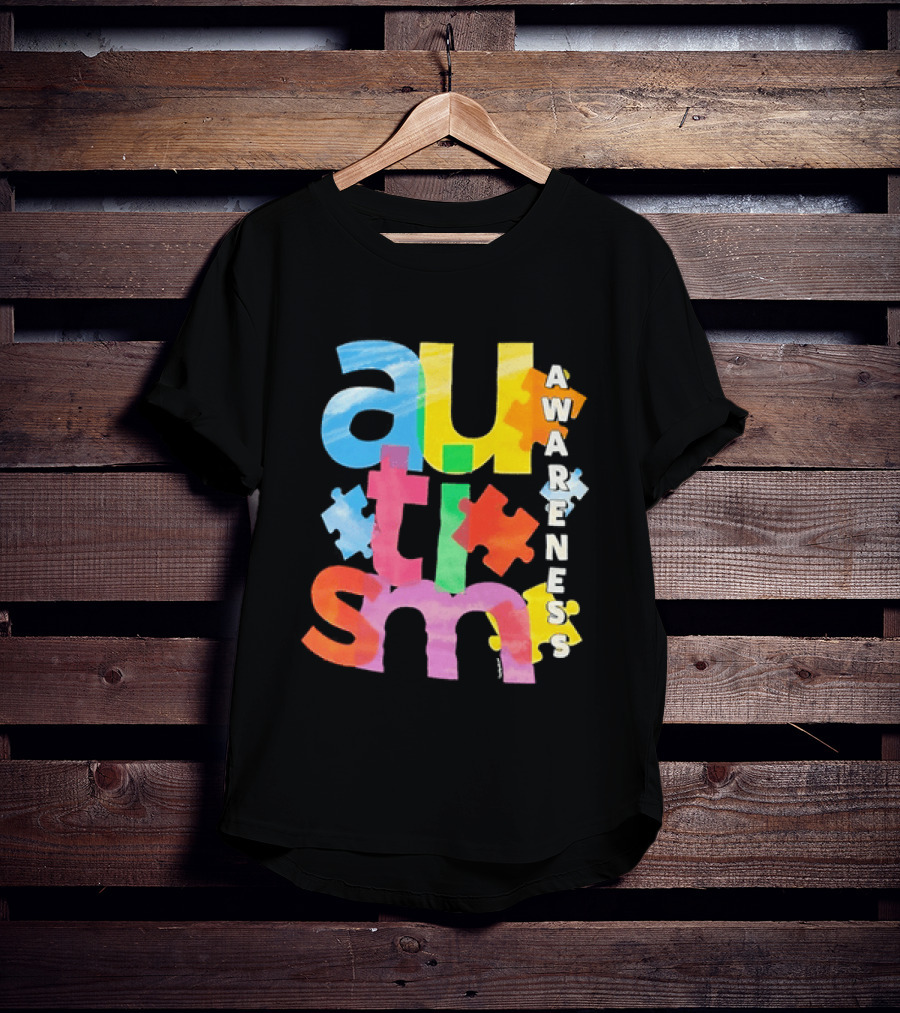 Autism Awareness Puzzle Colorful Letters And Pieces T-Shirt