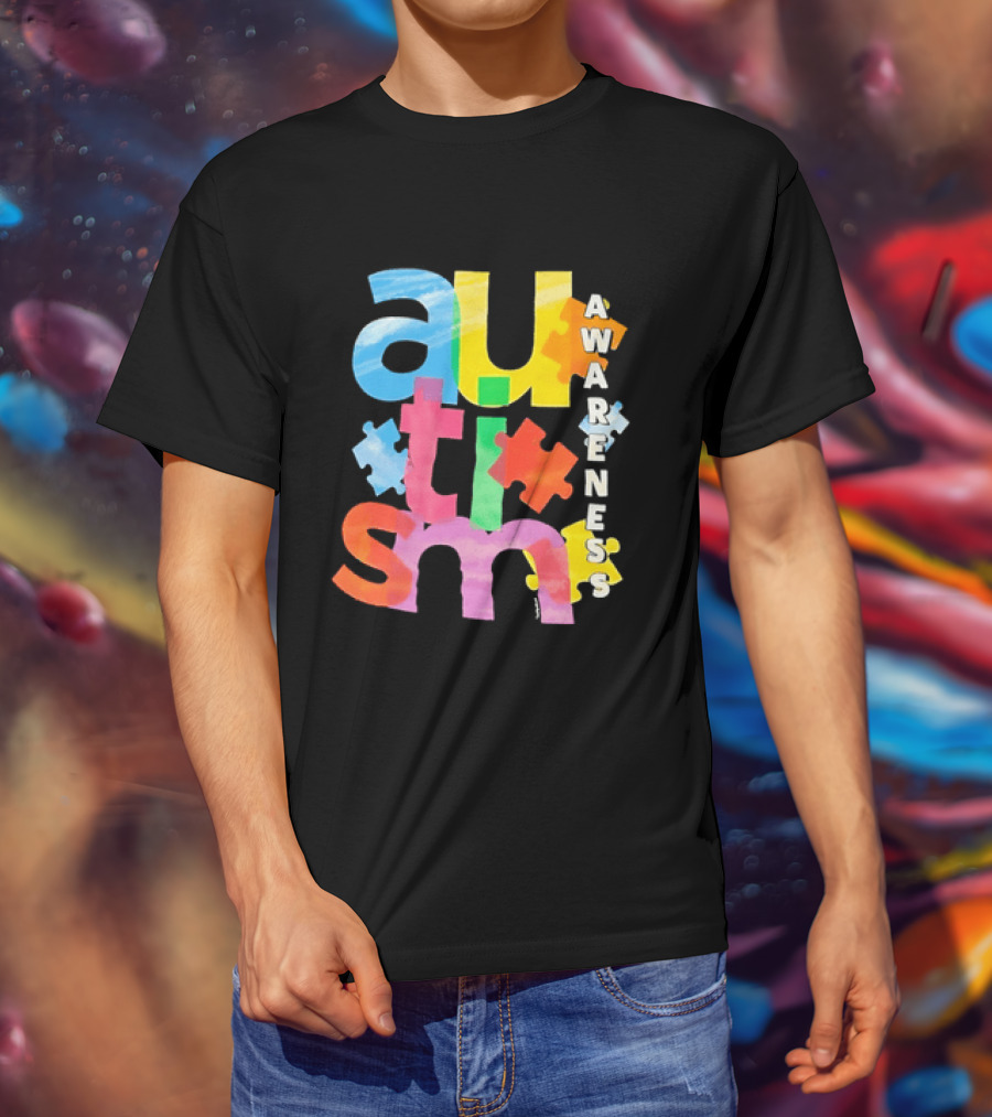 Autism Awareness Puzzle Colorful Letters And Pieces T-Shirt