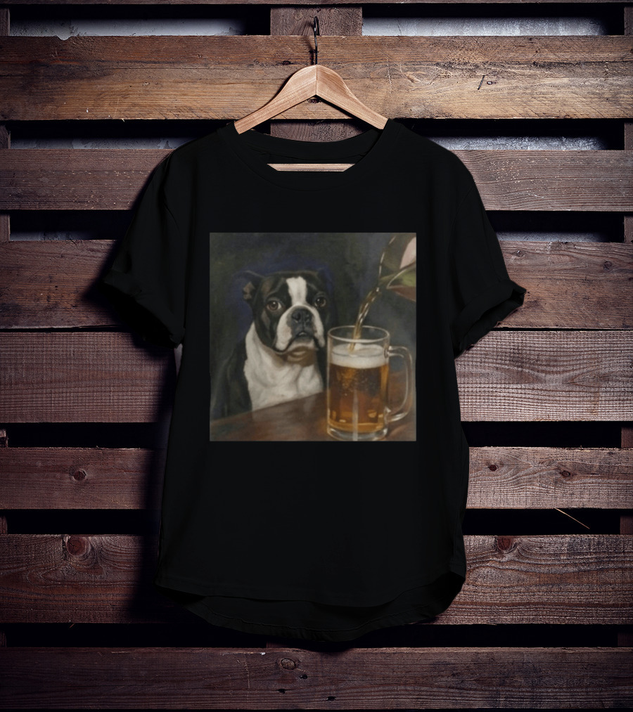Boston Terrier Drinking Beer T-Shirt