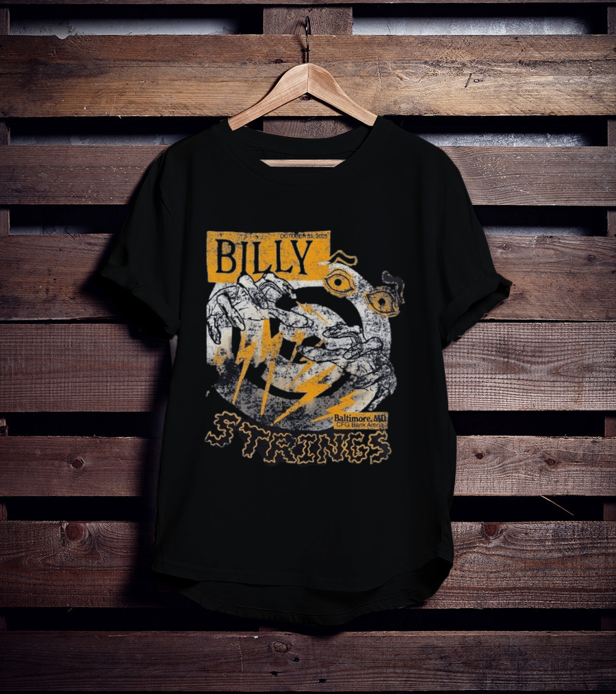 Billy Strings October 31 2023 Baltimore MD CFG Bank Arena Spooky Lightning And Hands T-Shirt