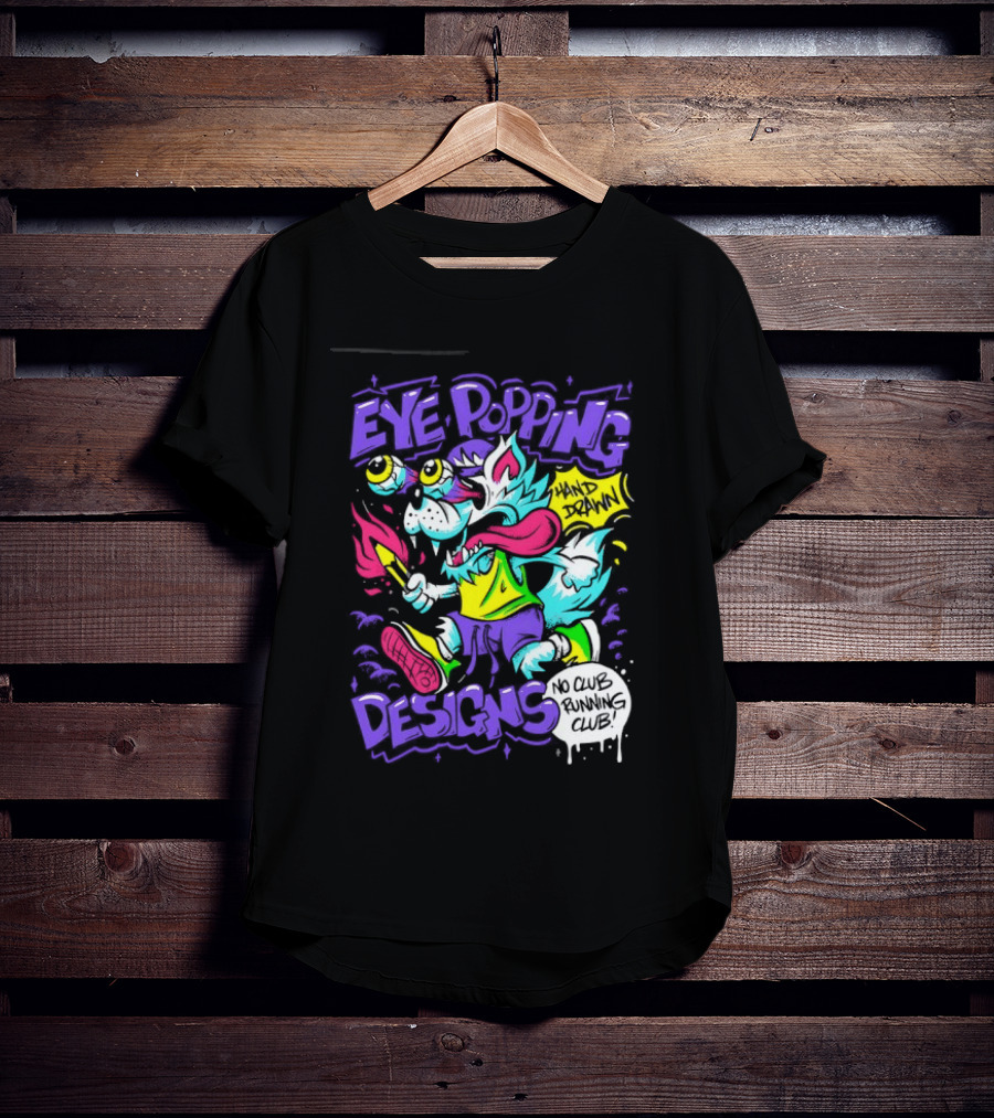 Eye Popping Wolf Hand Drawn No Club Running Club T-Shirt