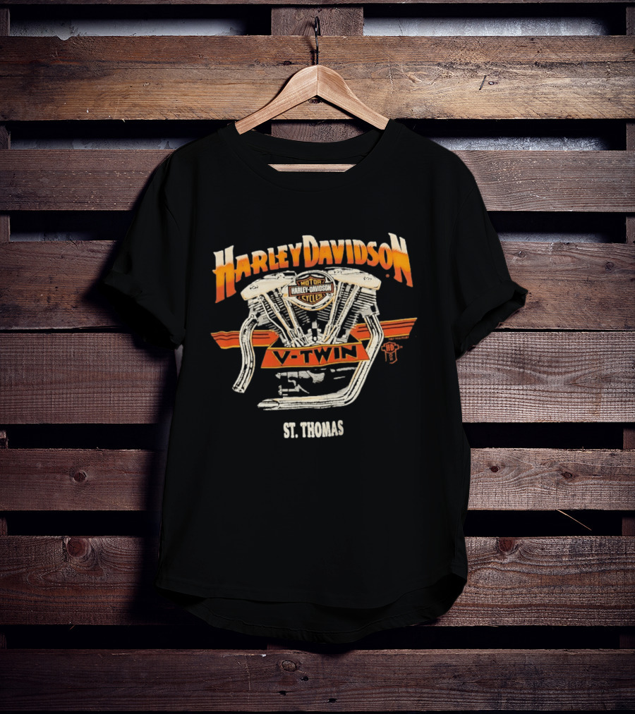 Harley Davidson Motor Cycles V Twin St Thomas 1987 T-Shirt