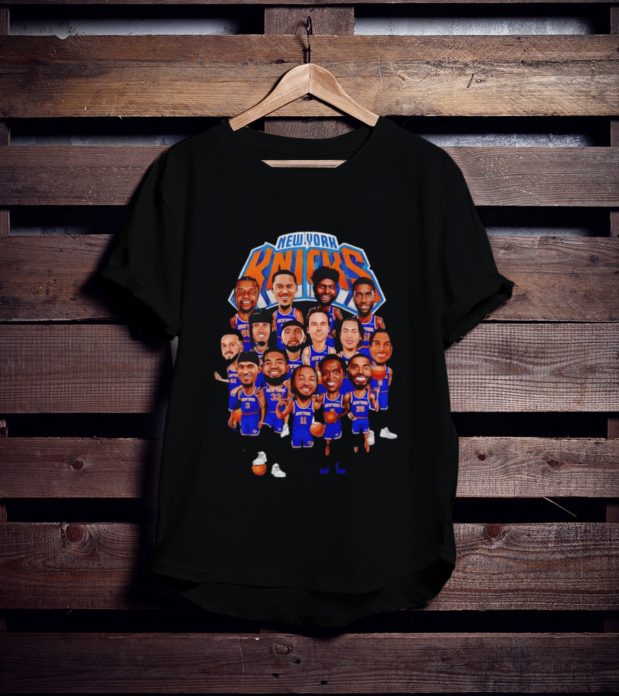 New York Knicks NBA Caricature Roster Jalen Brunson Karl Anthony Towns T-Shirt