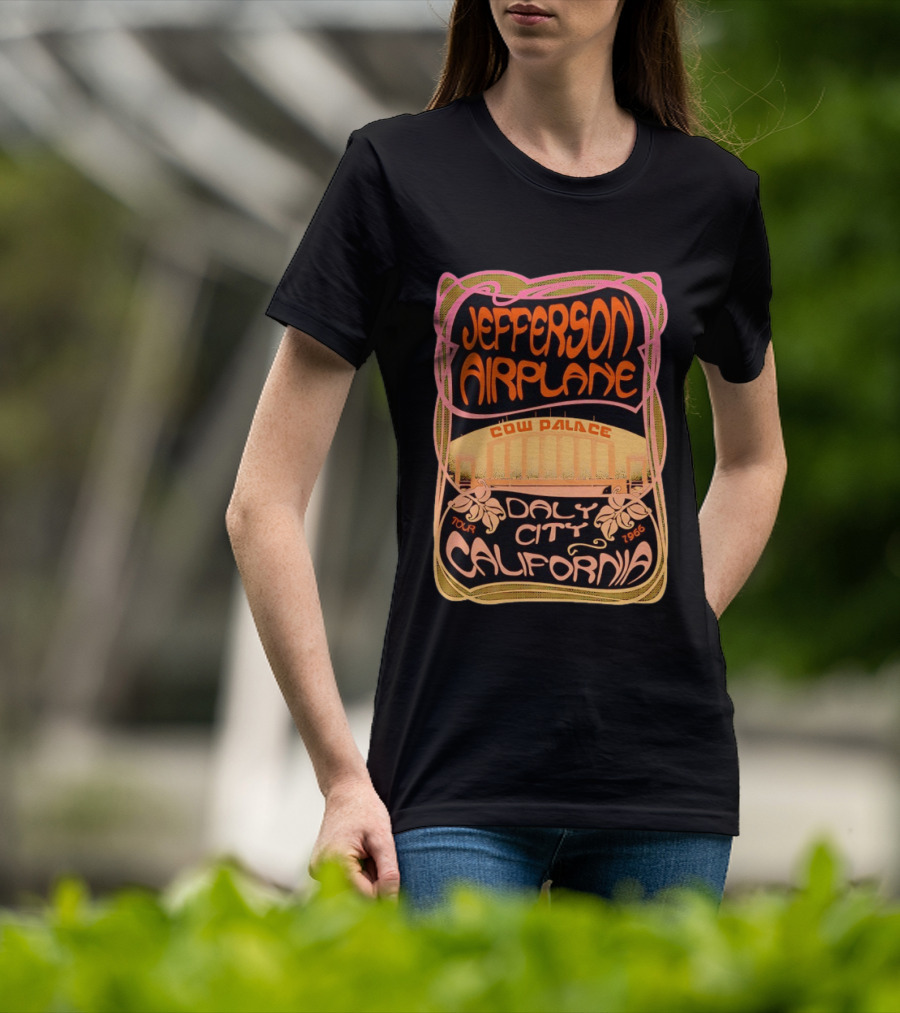 Jefferson Airplane Cow Palace Daly City California 1966 Tour Psychedelic T-Shirt