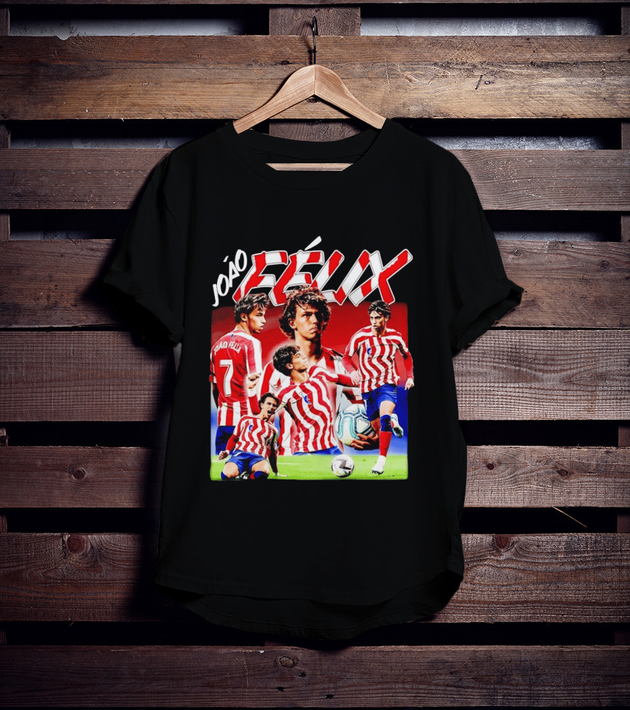 Joao Felix Atletico Madrid Number 7 Soccer Star Collage T-Shirt