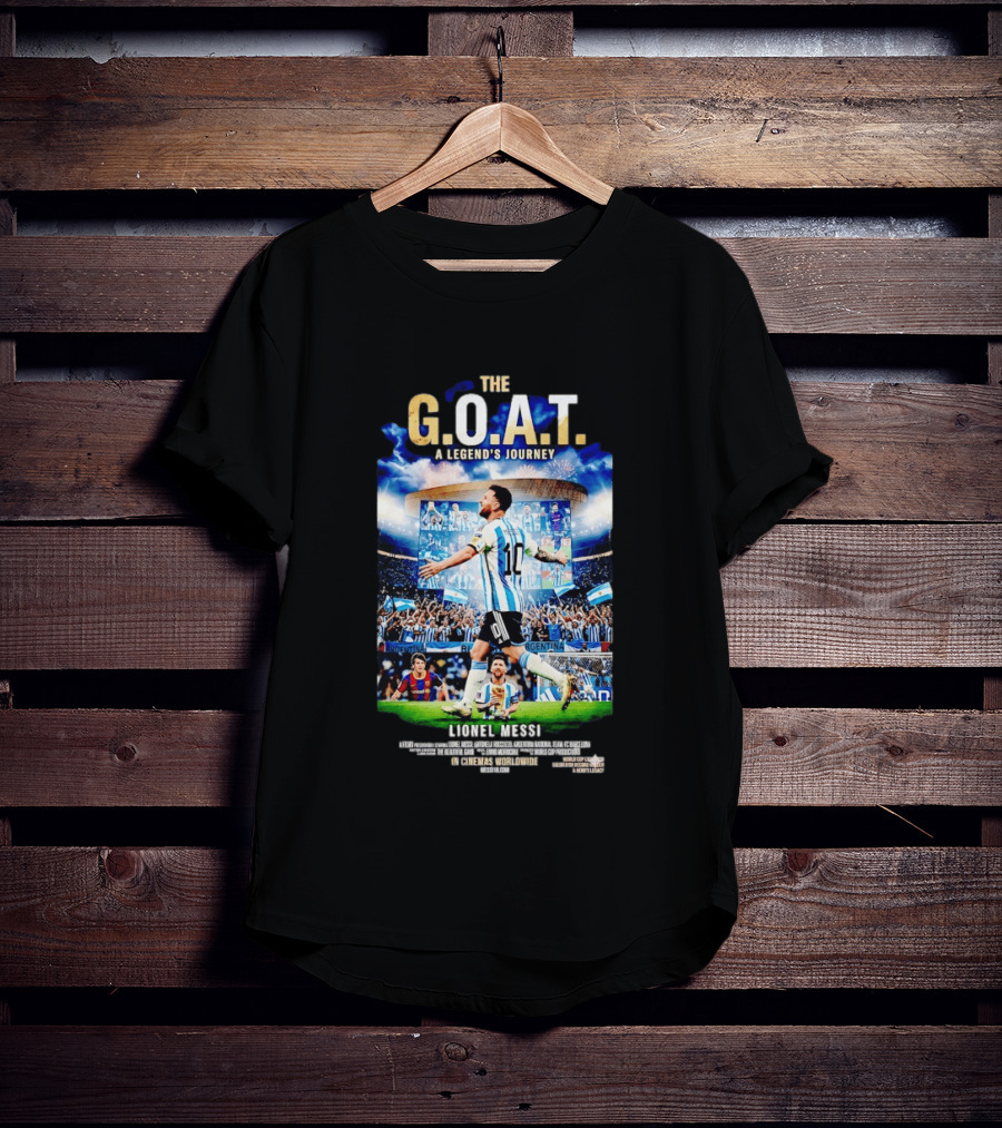 G.O.A.T A Legend's Journey Lionel Messi Soccer Star 10 Argentina Football Champion Stadium Fans Celebration T-Shirt