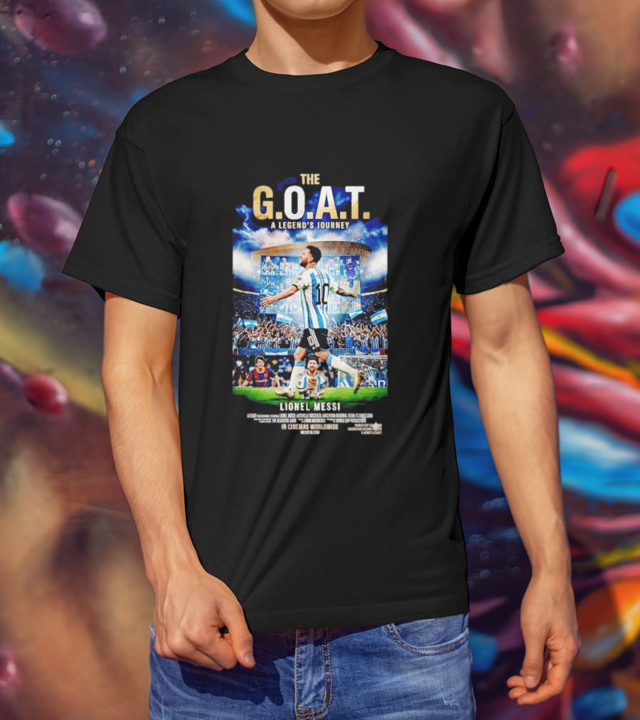 G.O.A.T A Legend's Journey Lionel Messi Soccer Star 10 Argentina Football Champion Stadium Fans Celebration T-Shirt