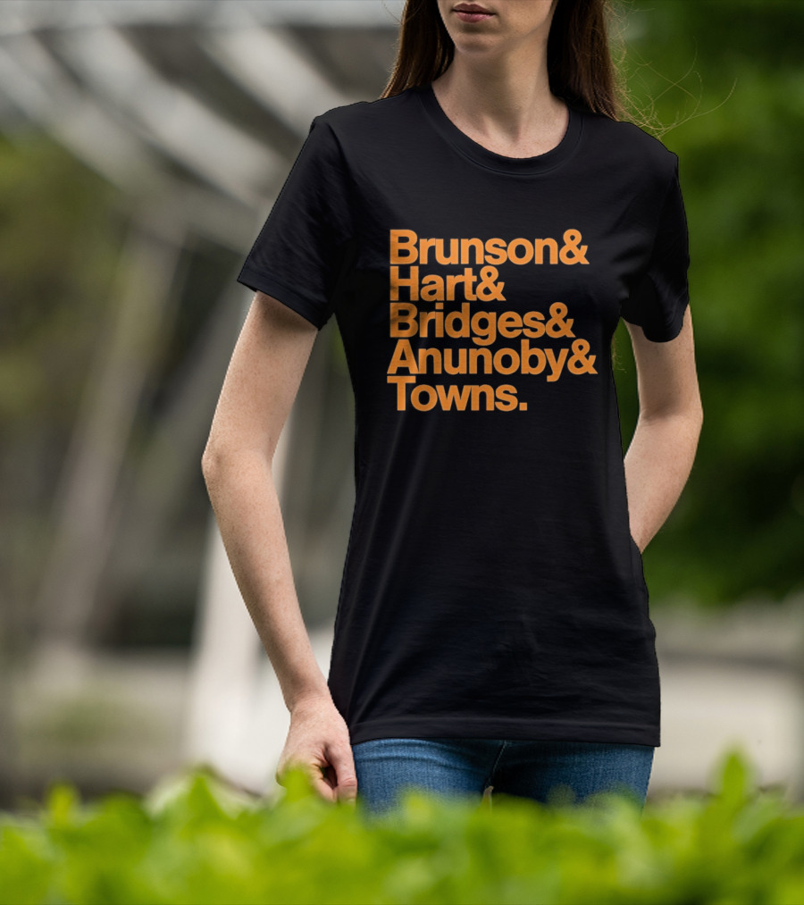 New York Knicks Brunson Hart Bridges Anunoby Towns Lineup T-Shirt
