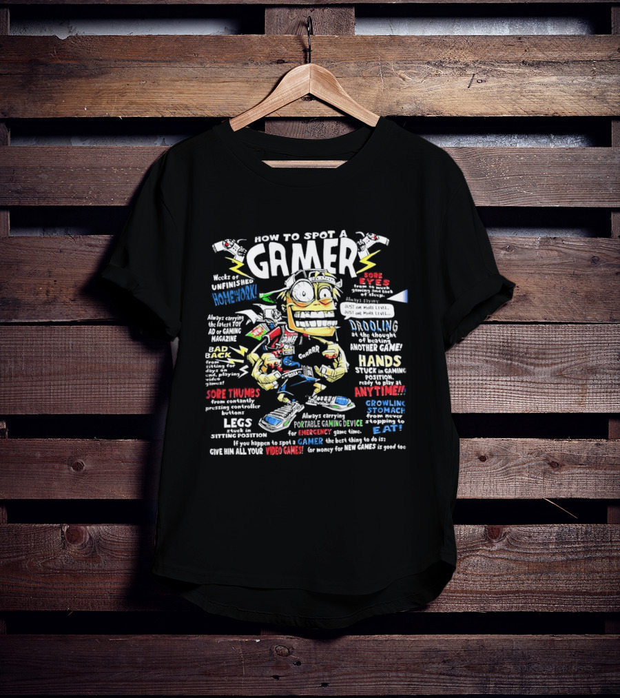 How To Spot A Gamer Headset Power Up XP Pro Gamer At Heart Caffeine Boost Dominate The Gamepad T-Shirt