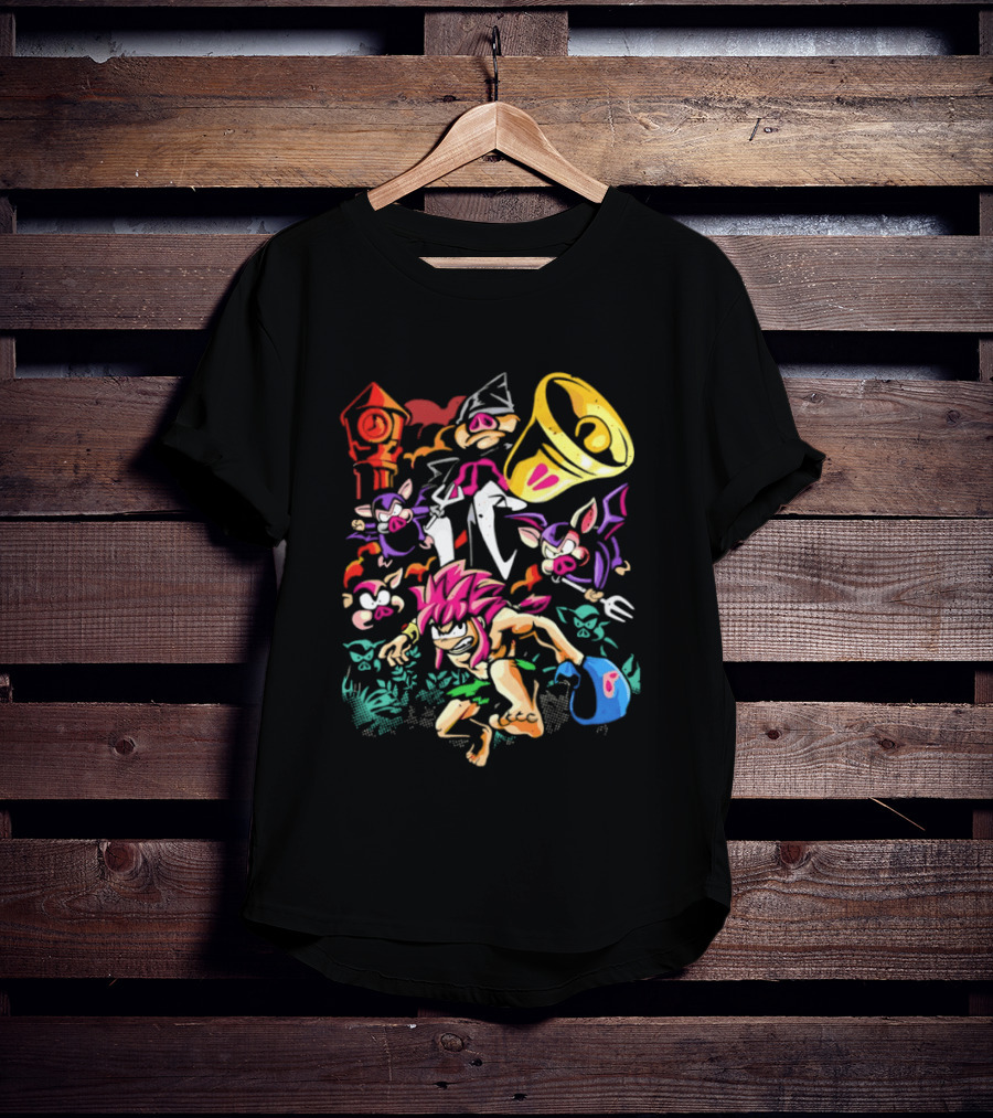 I Was Made For Biting You Pig Demon Tower Chrono Kid Bats And Horns T-Shirt