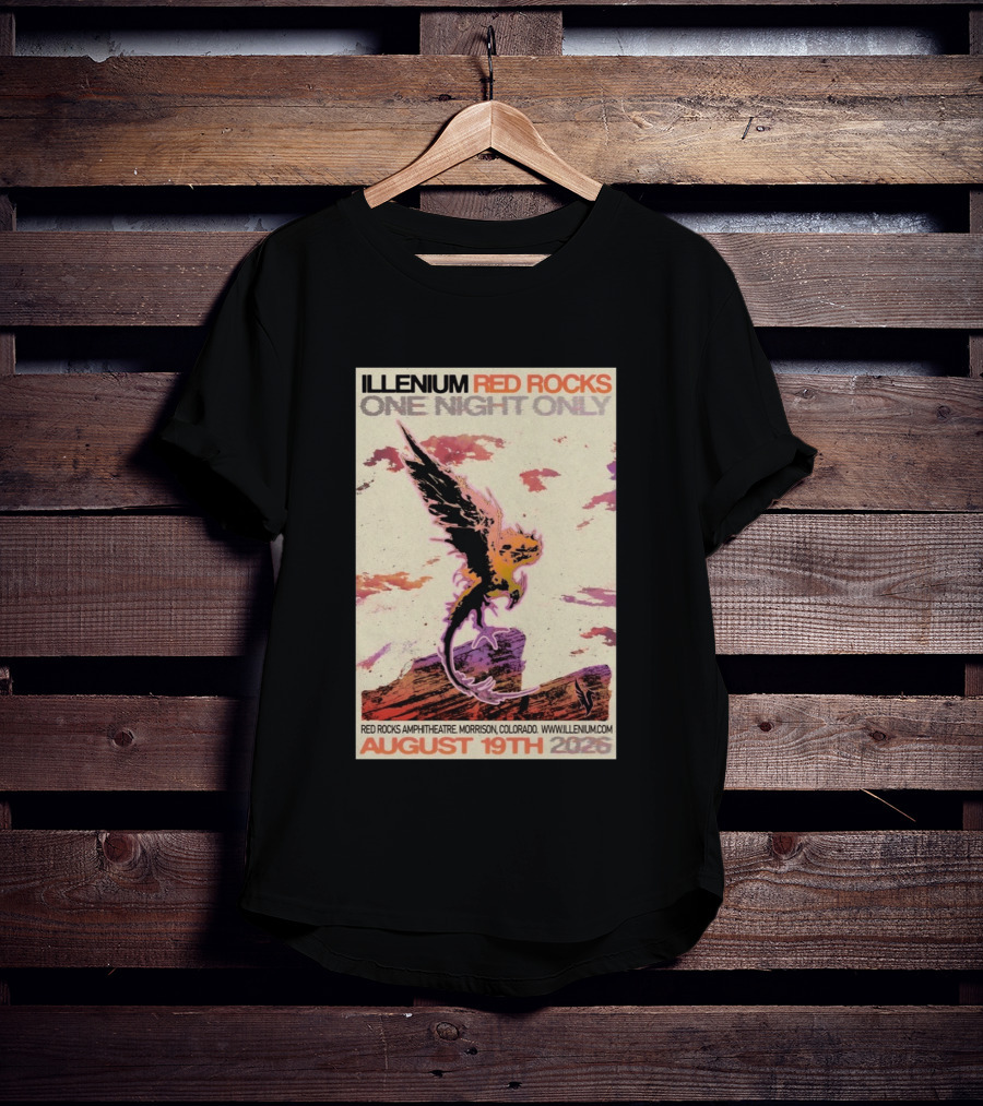 Illenium Red Rocks One Night Only August 19th 2026 Red Rocks Amphitheatre Morrison Colorado Www.illenium.com T-Shirt