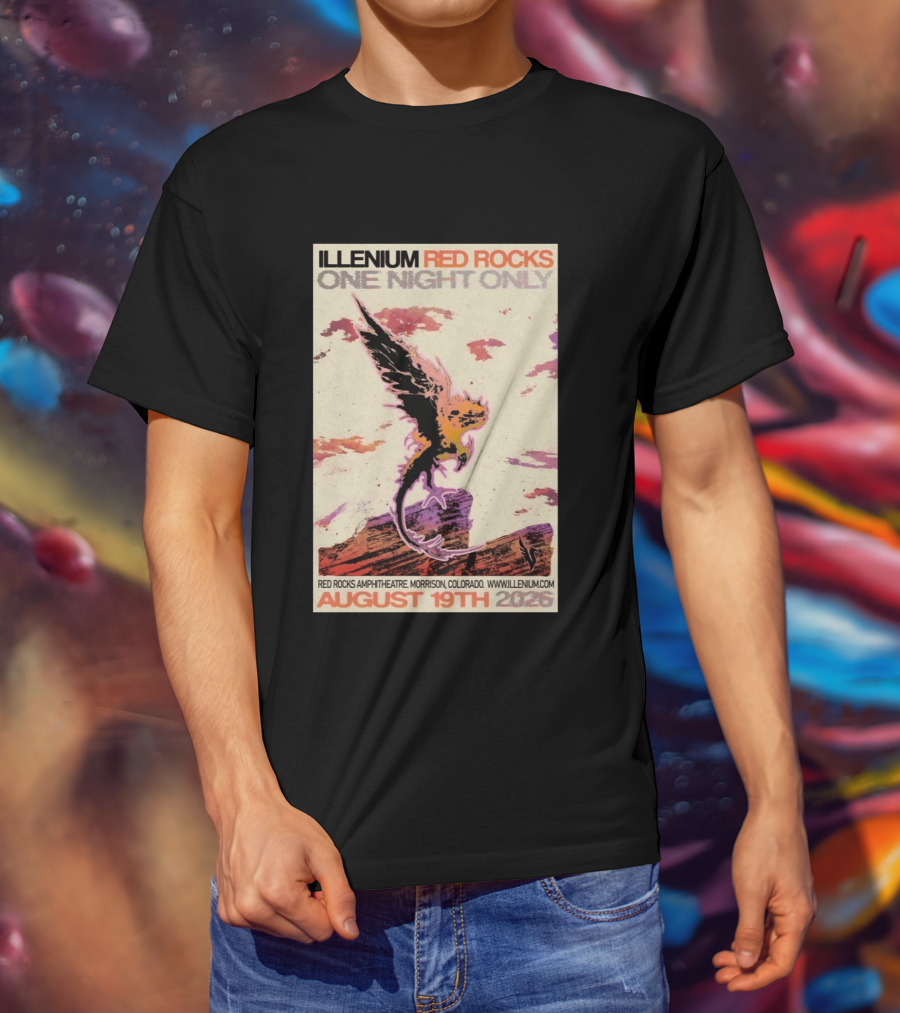 Illenium Red Rocks One Night Only August 19th 2026 Red Rocks Amphitheatre Morrison Colorado Www.illenium.com T-Shirt