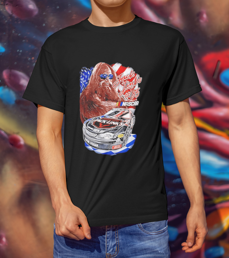 Jack Link's Bigfoot #85 NASCAR American Flag Non Vegan T-Shirt