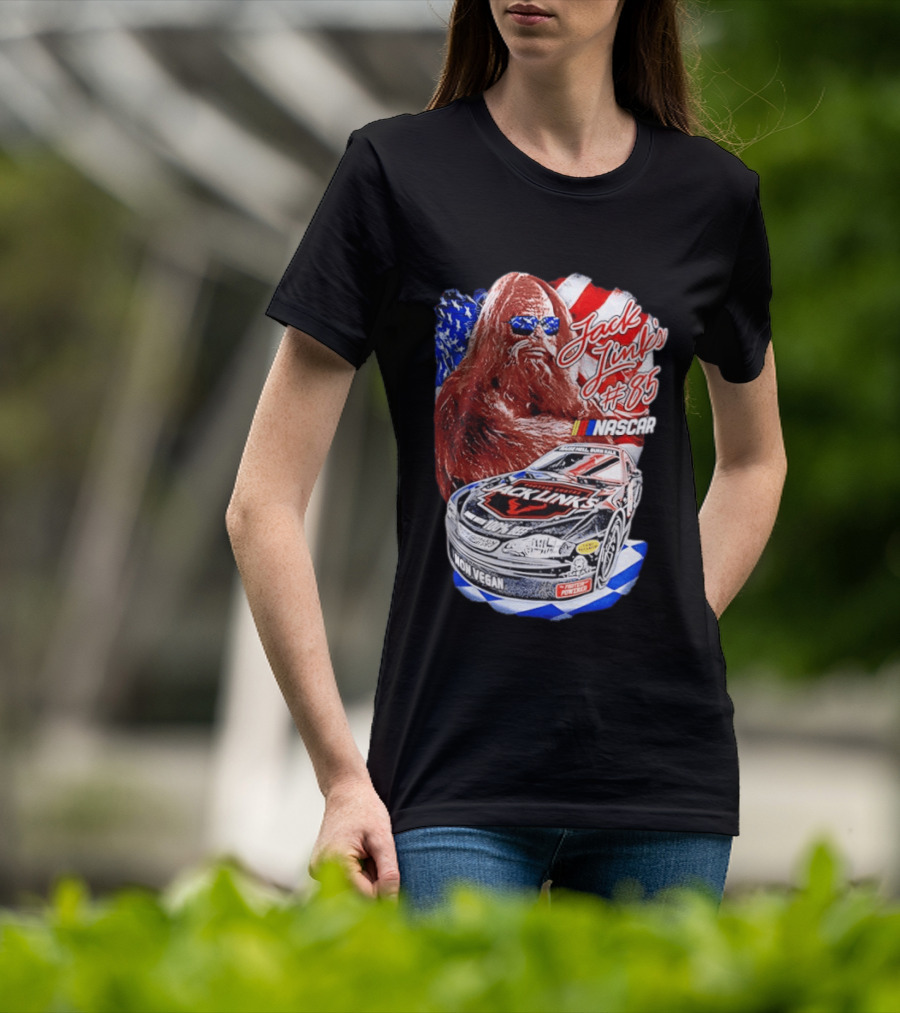 Jack Link's Bigfoot #85 NASCAR American Flag Non Vegan T-Shirt