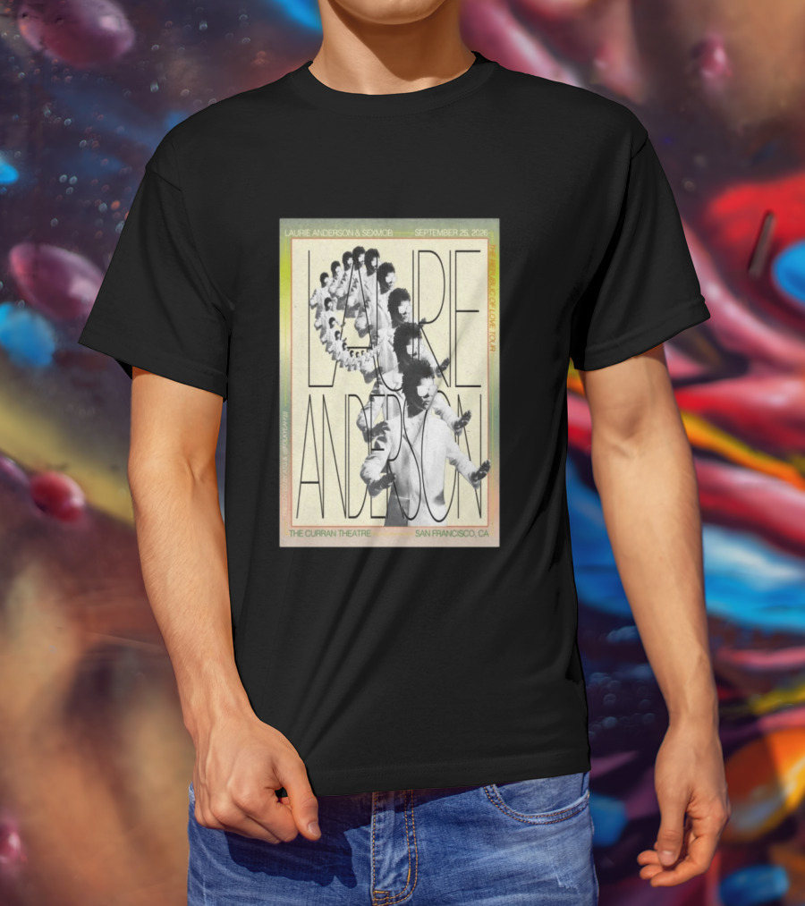 Laurie Anderson Curran Theatre September 25 2026 San Francisco Vaporwave Block Of Love Tour Sexmob T-Shirt