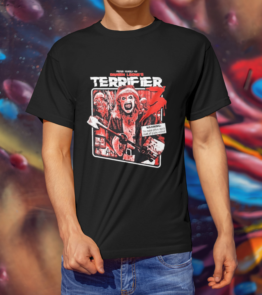 Damien Leone's Terrifier 3 Prepare Yourself Unrated Warning Graphic Violence T-Shirt