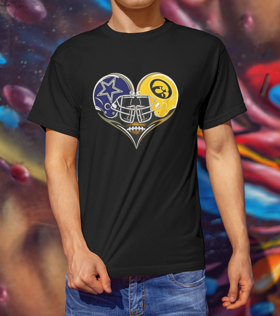 Dallas Cowboys And Iowa Hawkeyes Helmet Heart T-Shirt
