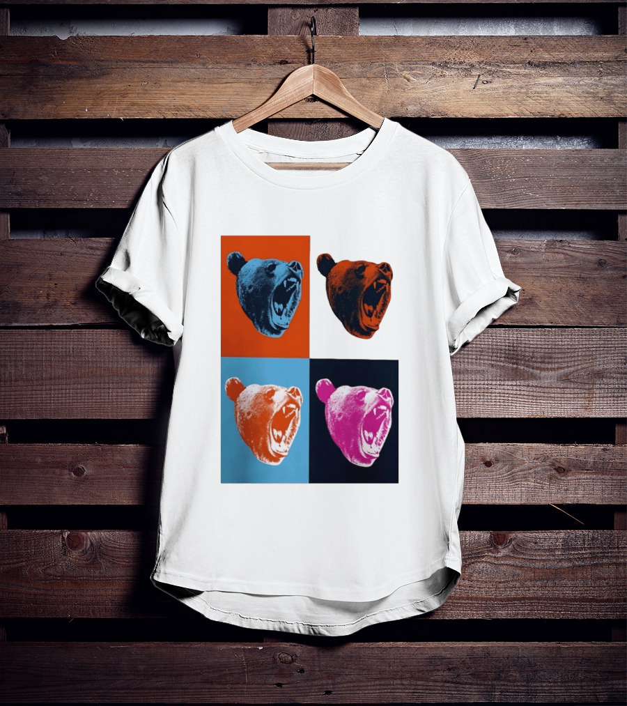 Chicago Bears 2026 Draft Party Pop Art Bear Heads Color Variations T-Shirt
