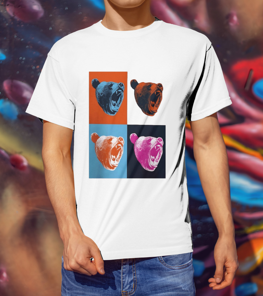 Chicago Bears 2026 Draft Party Pop Art Bear Heads Color Variations T-Shirt