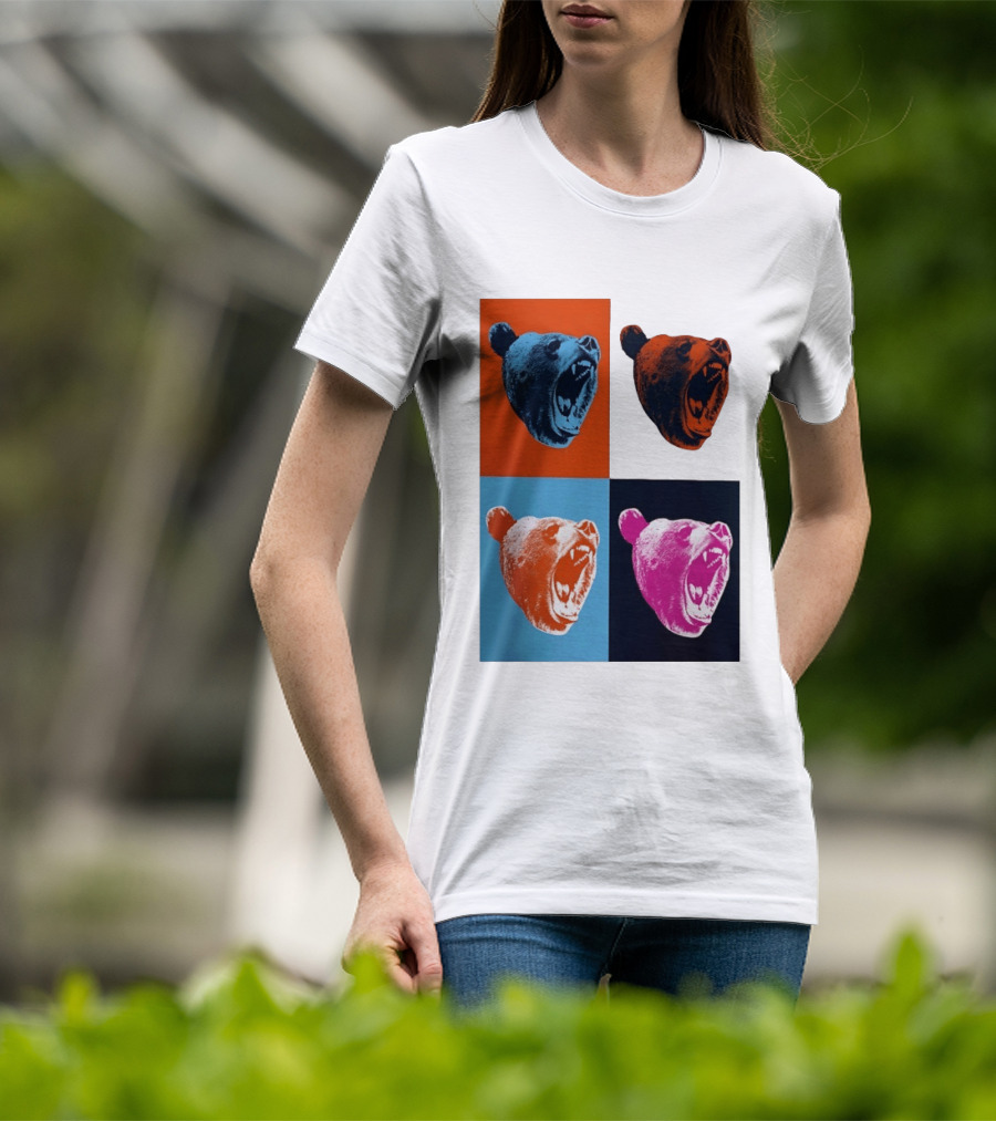 Chicago Bears 2026 Draft Party Pop Art Bear Heads Color Variations T-Shirt