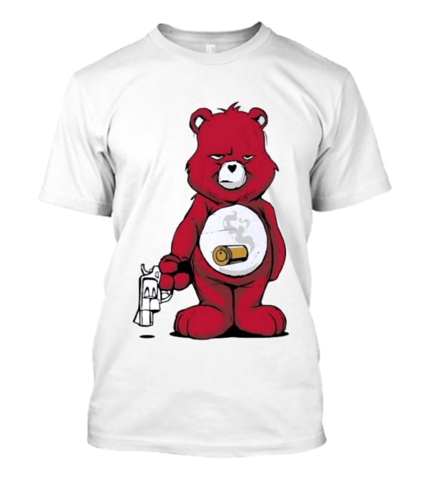 Red Bear With Revolver .38 Special Bullet Smoke T-Shirt