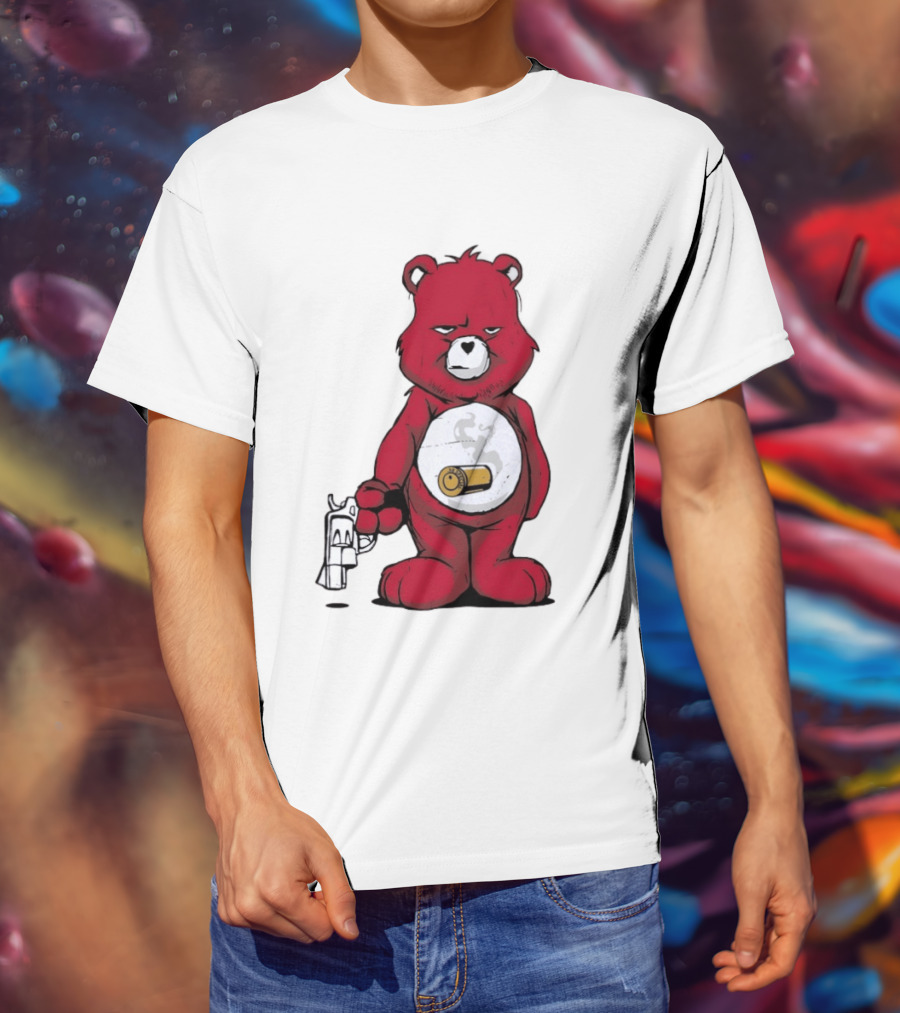 Red Bear With Revolver .38 Special Bullet Smoke T-Shirt