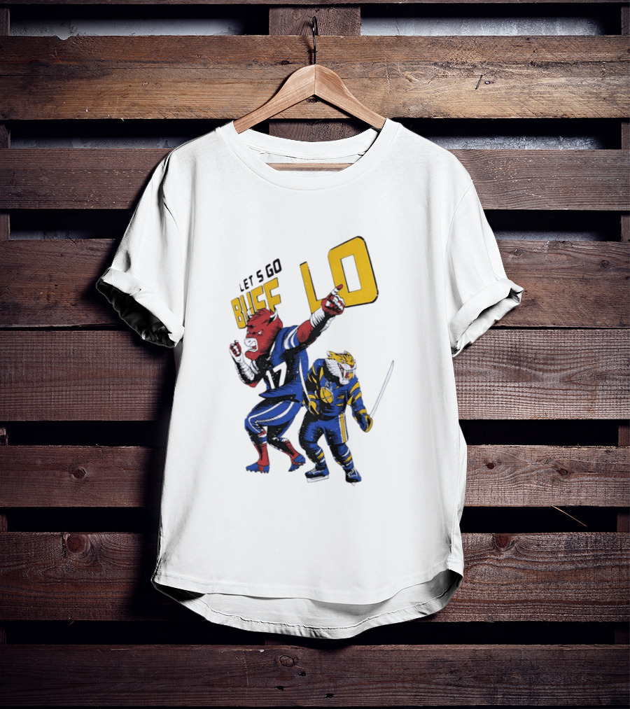 Let's Go Buffalo 17 Distressed Sports Mascots Football And Hockey T-Shirt