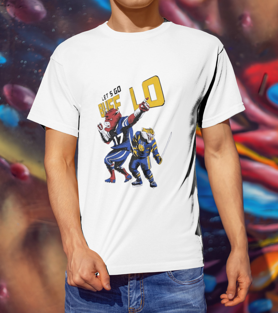 Let's Go Buffalo 17 Distressed Sports Mascots Football And Hockey T-Shirt