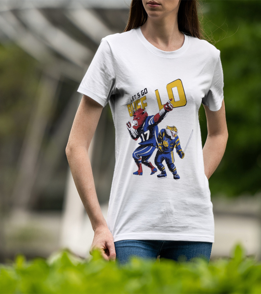 Let's Go Buffalo 17 Distressed Sports Mascots Football And Hockey T-Shirt