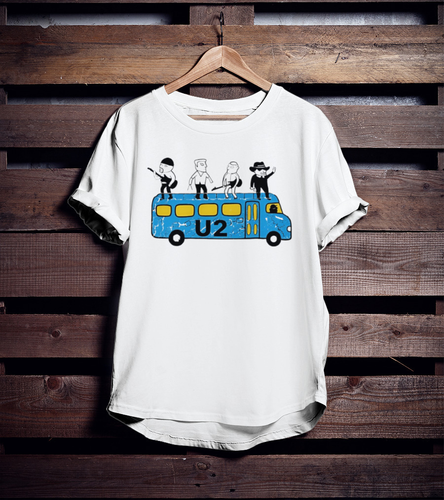 U2 Band Cartoon Bus Music Group On Tour T-Shirt