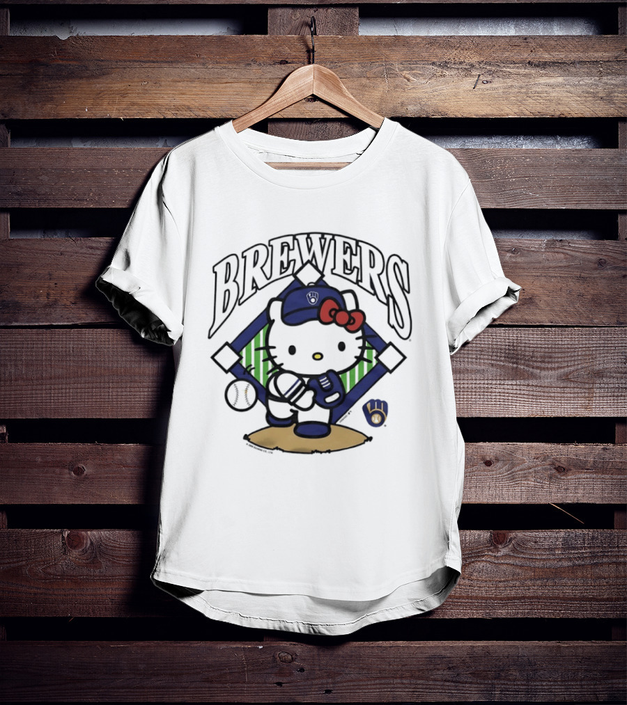 Hello Kitty Milwaukee Brewers Baseball Collaboration T-Shirt
