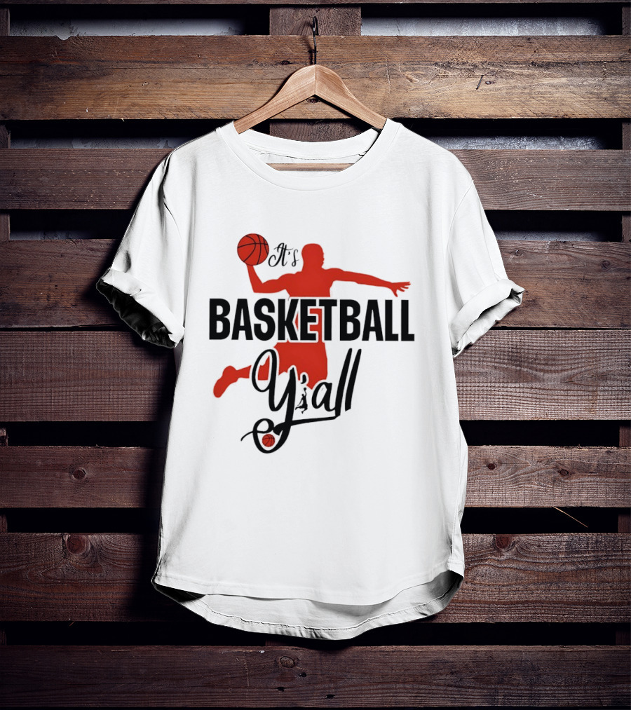 Basketball Y'all Dunking Silhouette And Ball In Red T-Shirt